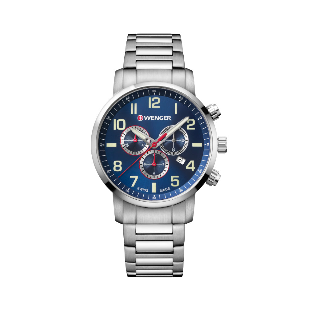 Orologio Uomo WENGER Attitude 42 Mm | Swiss Made Quarzo | Impermeabile 100 M | Cinturino In Pelle Marrone | Datario - 5