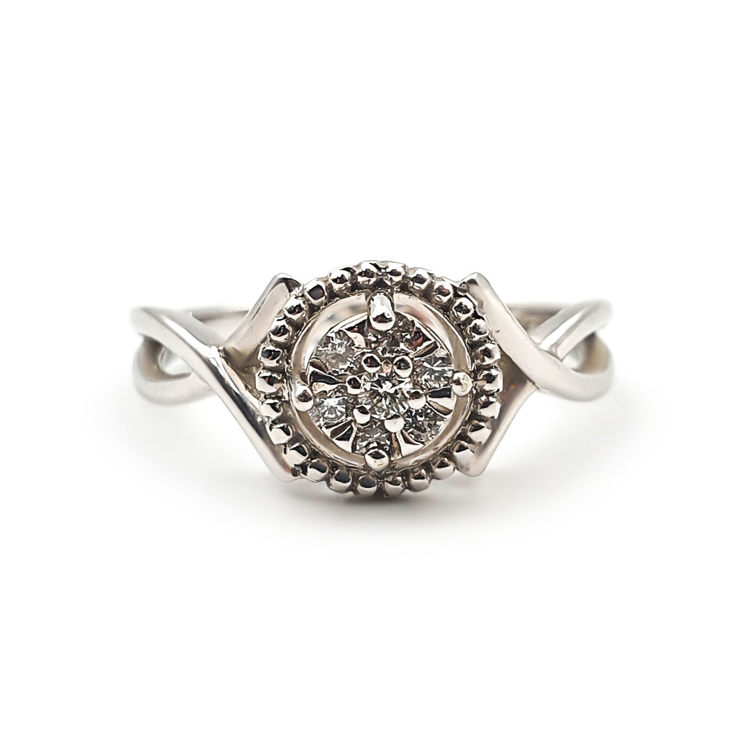 9ct White Gold Ladies Diamond Cluster Engagement Ring The_Diamond_box_South_Africa