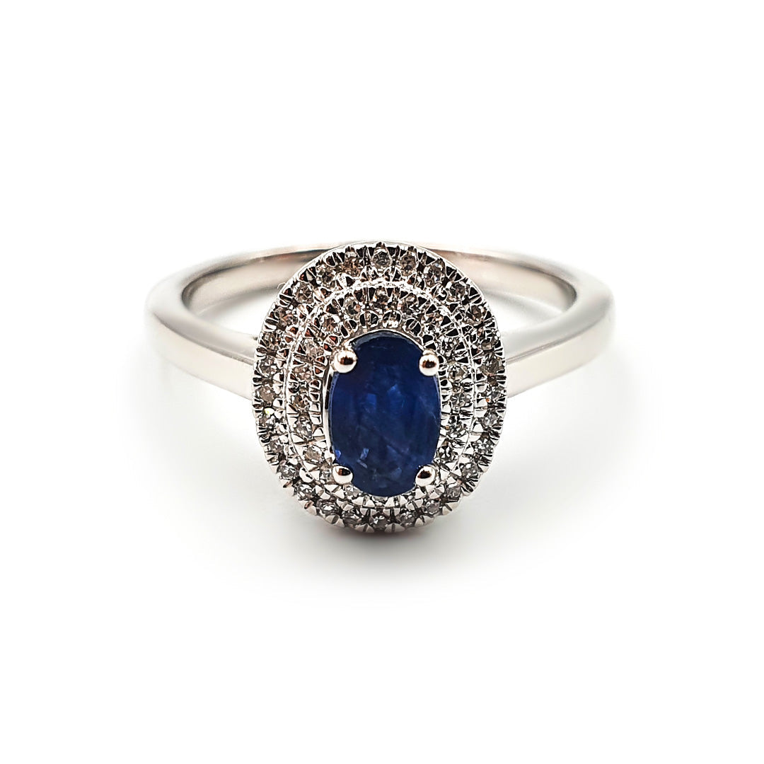 9ct White Gold Ladies Diamond and Sapphire Engagement Ring The_Diamond_box_South_Africa