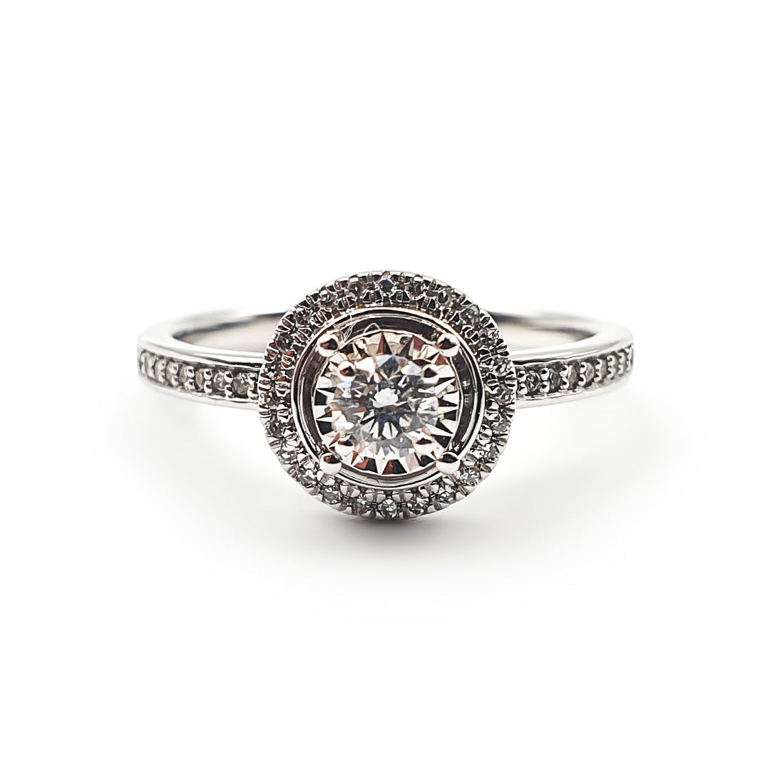 9ct White Gold Ladies Diamond Halo Engagement Ring The_Diamond_box_South_Africa
