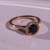 9ct Rose Gold Ladies 1.00ct Black Diamond Halo Engagement Ring The_Diamond_box_South_Africa