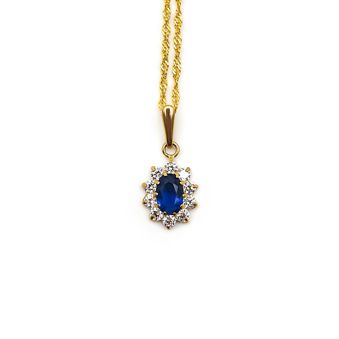 9ct Yellow Gold Ladies Created Sapphire Pendant The_Diamond_box_South_Africa