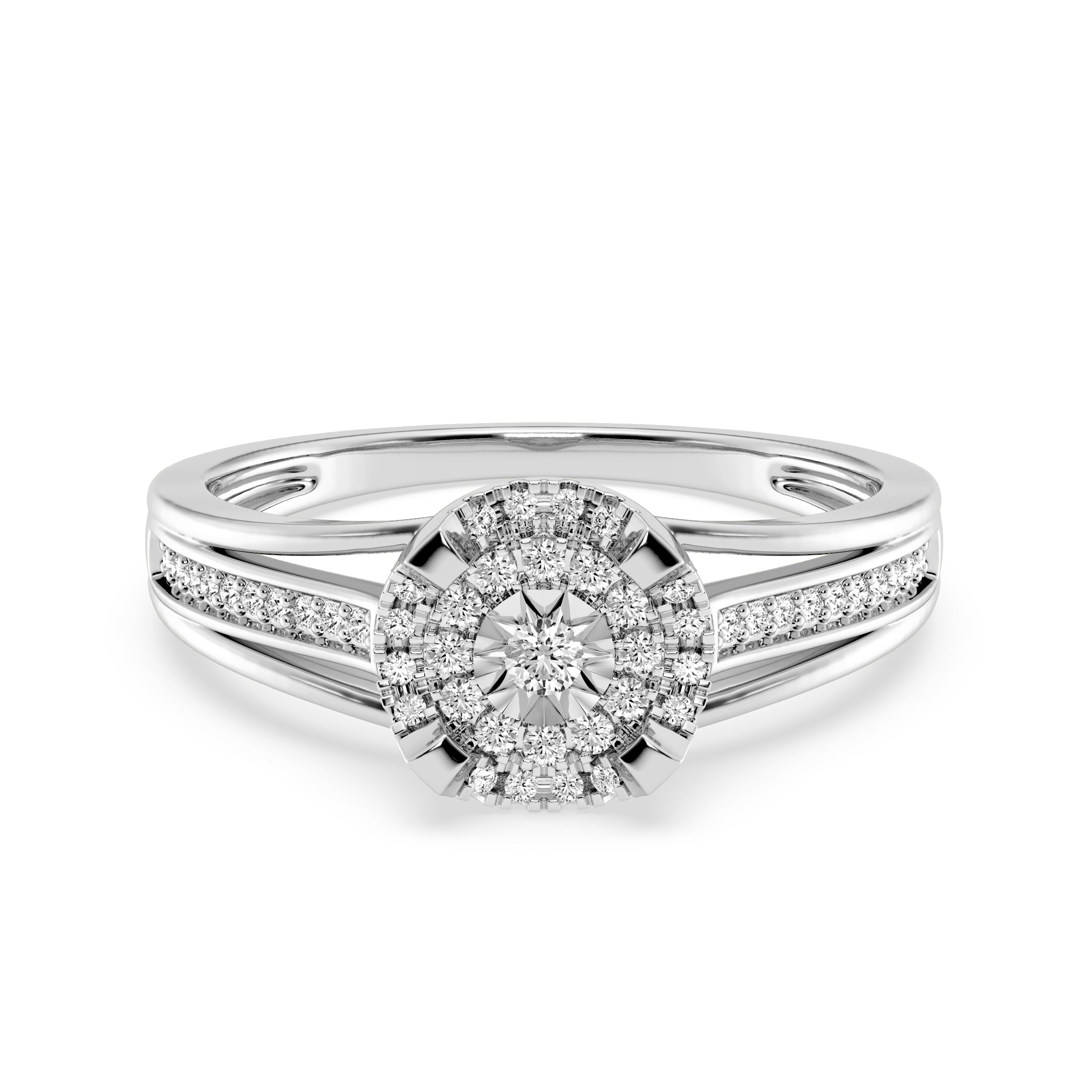 9ct White Gold Ladies Diamond Cluster Engagement Ring The_Diamond_box_South_Africa
