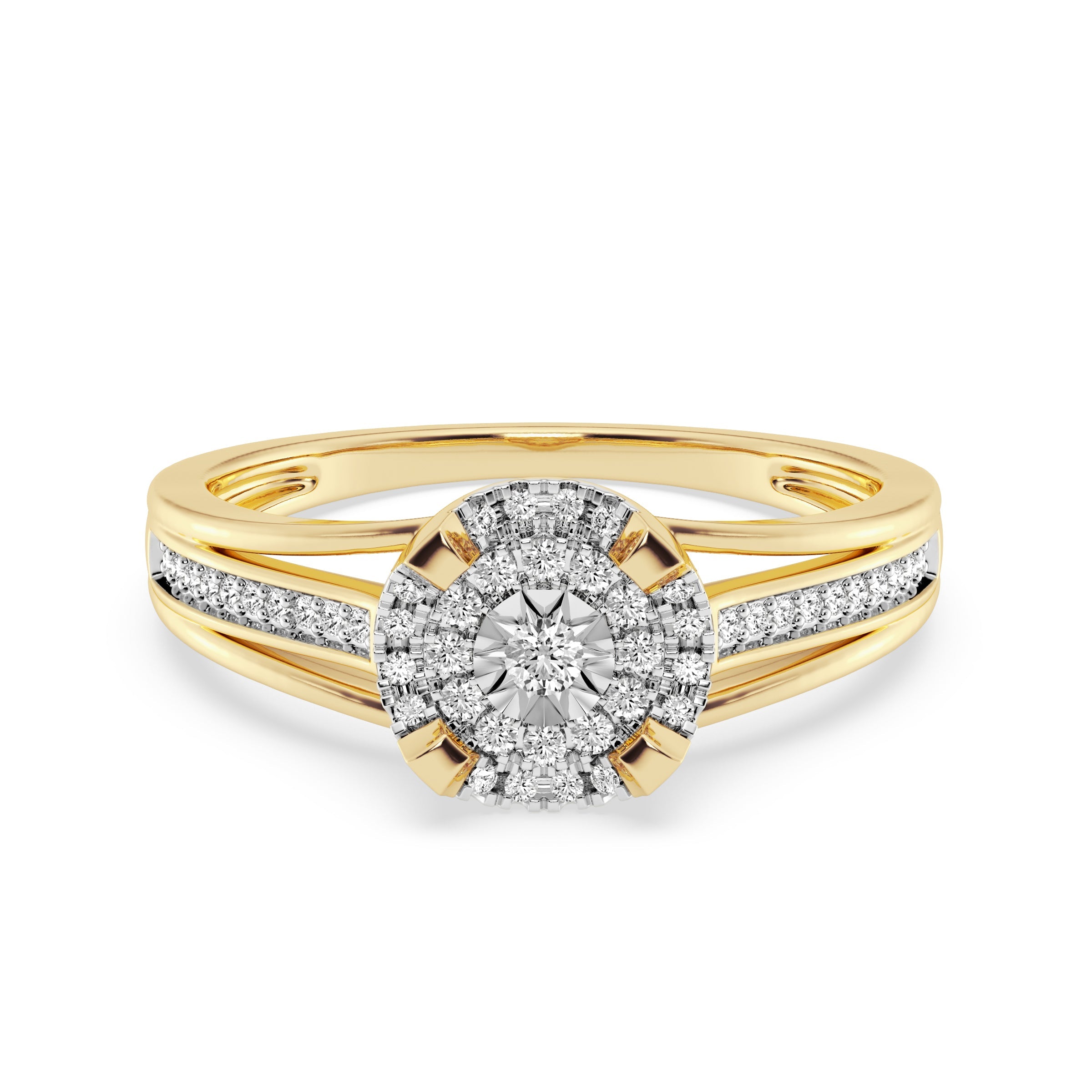 9ct Yellow Gold Ladies Diamond Cluster Engagement Ring The_Diamond_box_South_Africa