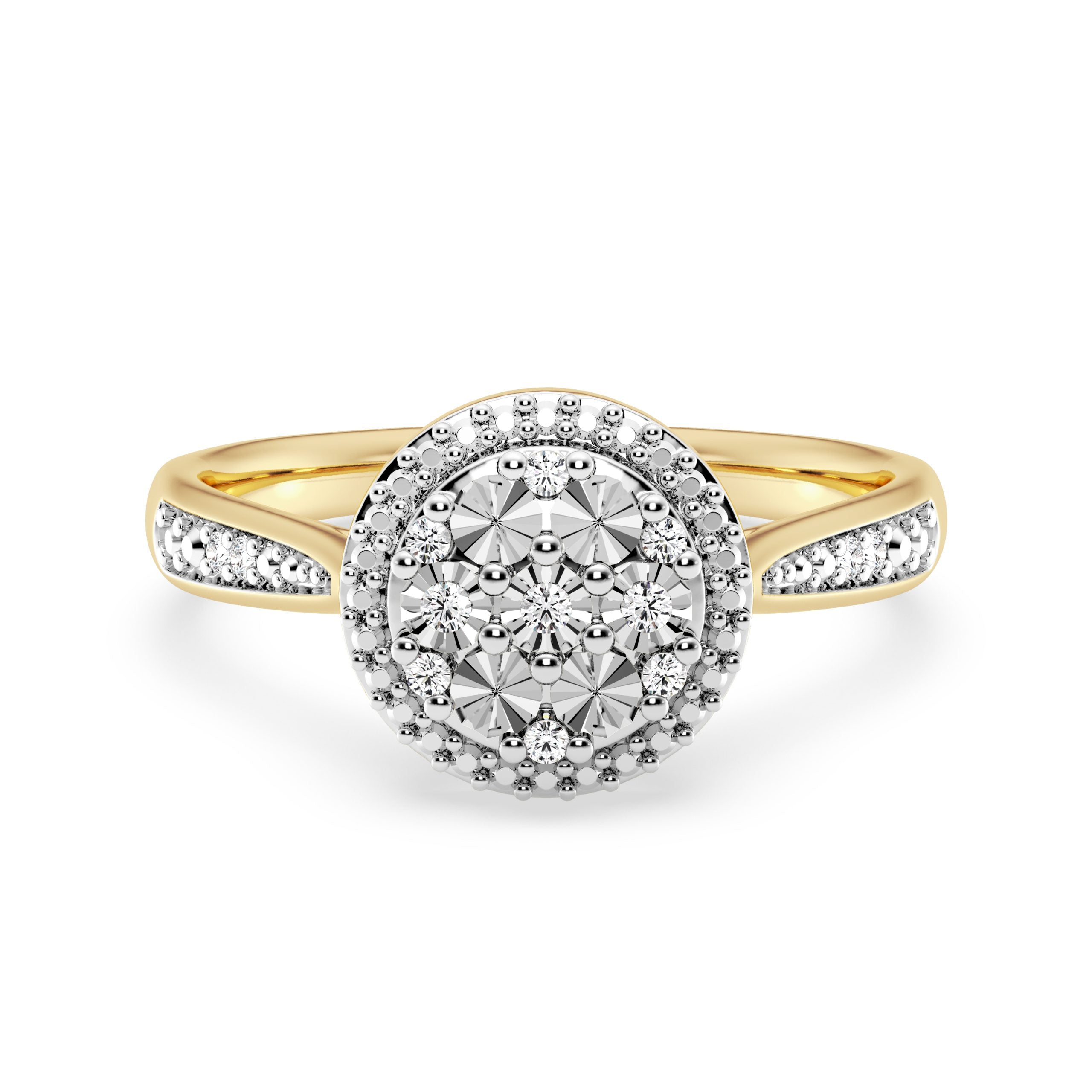 9ct Yellow Gold 0.33ct Diamond Cluster Ring RAMS779305238003 | Ramsdens Jewellery