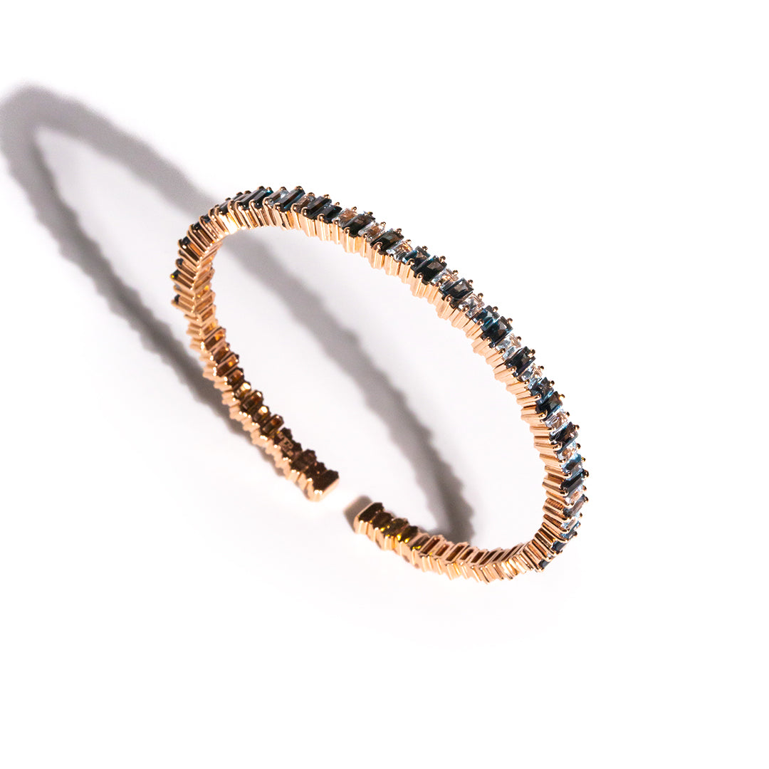 9ct Rose Gold Ladies Semi-Precious and Diamond Bangle The_Diamond_box_South_Africa