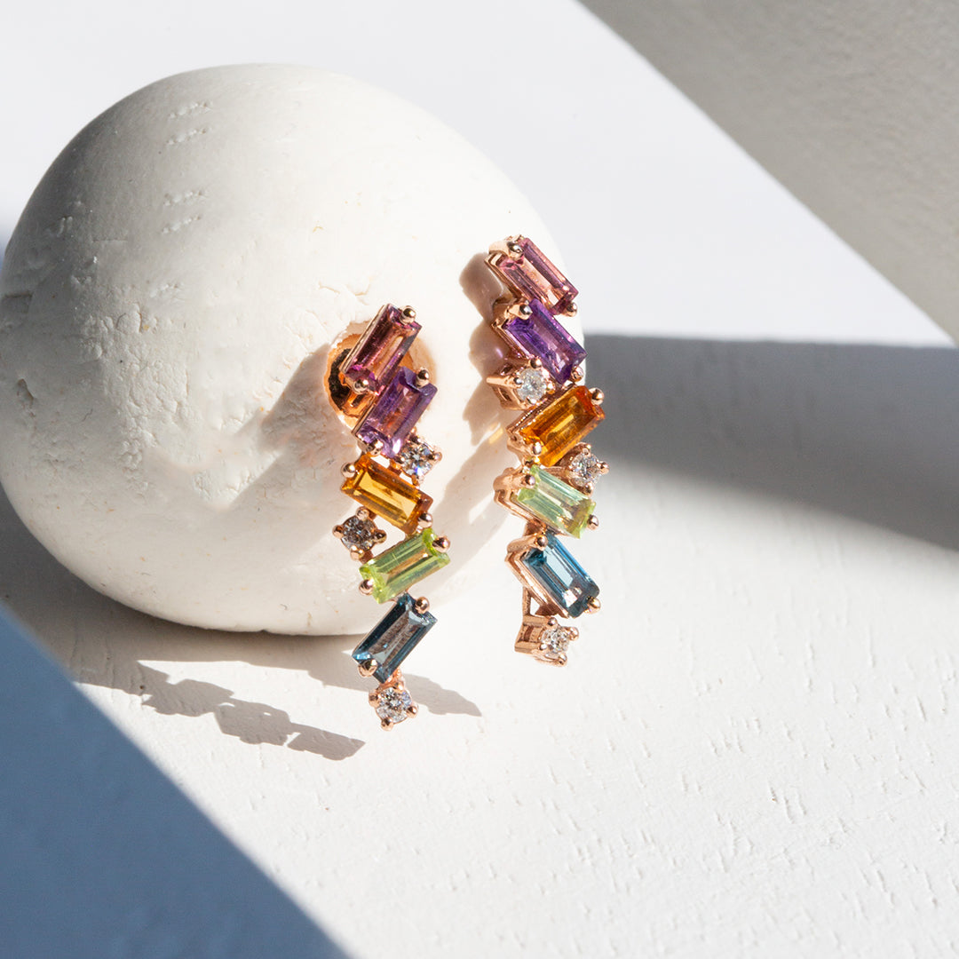 9ct Rose Gold Ladies Semi-Precious and Diamond Earrings The_Diamond_box_South_Africa