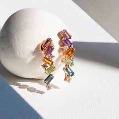 9ct Rose Gold Ladies Semi-Precious and Diamond Earrings The_Diamond_box_South_Africa