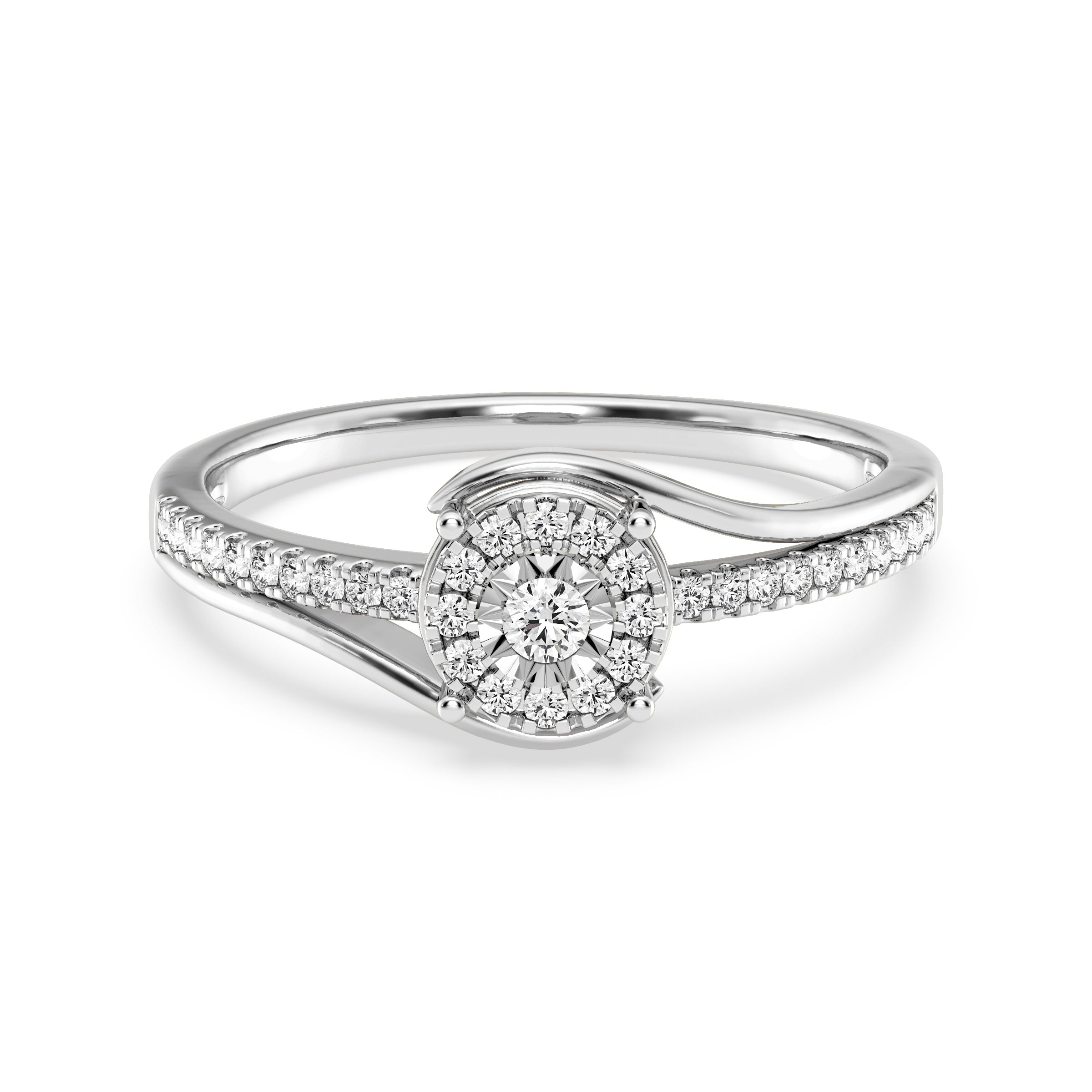 9ct White Gold Ladies Diamond Cluster Engagement Ring - 576JWR - WG The_Diamond_box_South_Africa