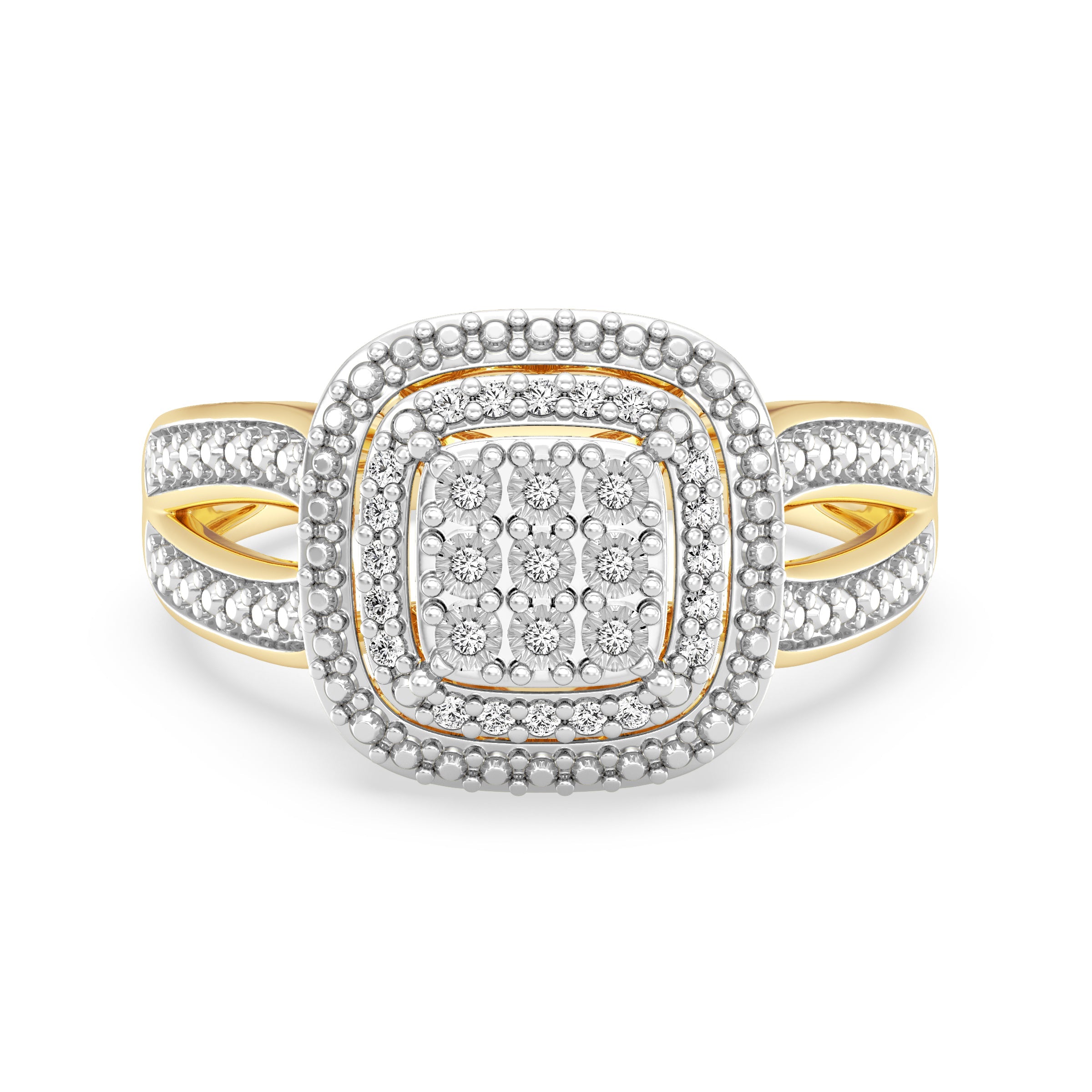 9ct Yellow Gold Ladies Diamond Cluster Engagement Ring - 591JWR - YG The_Diamond_box_South_Africa