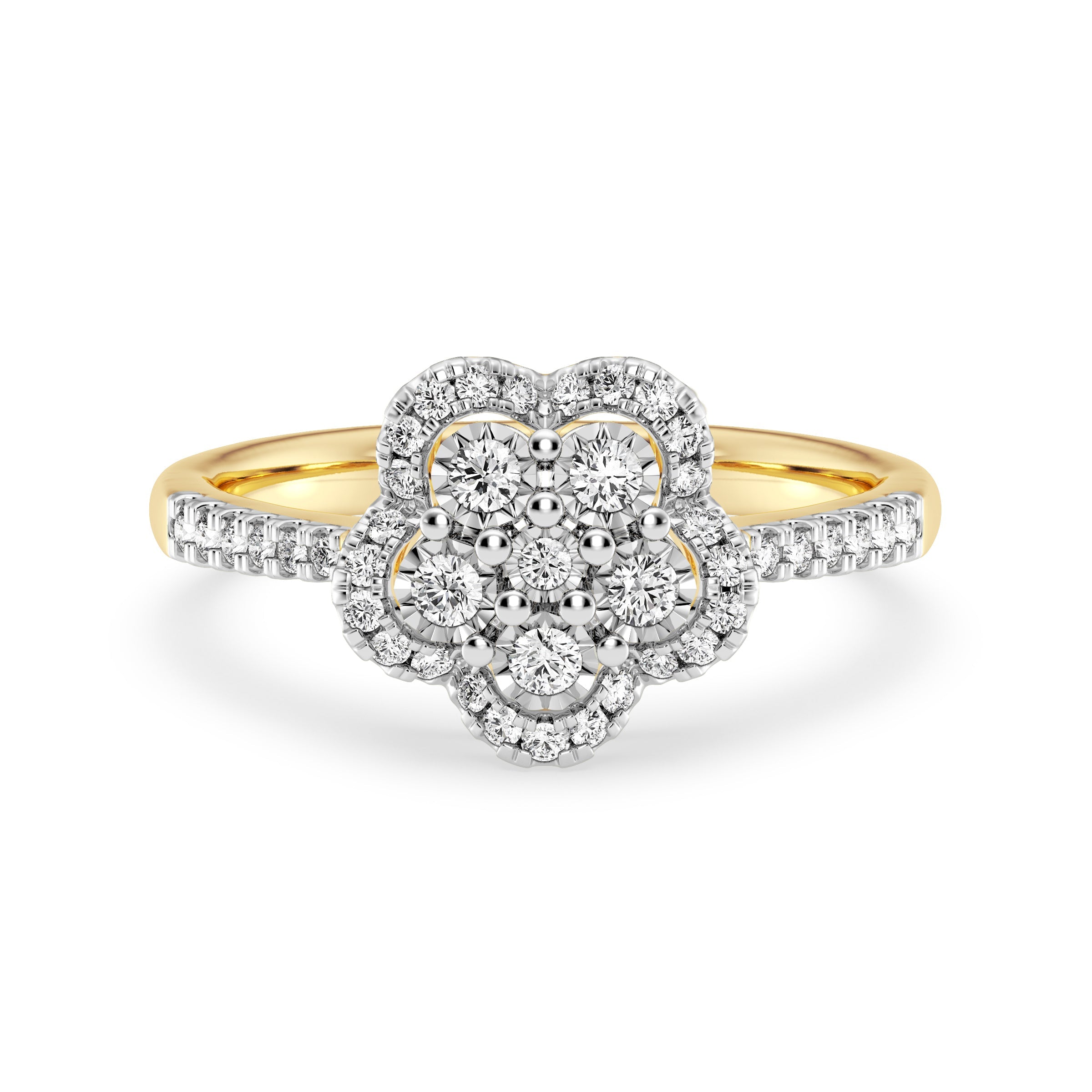9ct Yellow Gold Ladies Diamond Cluster Engagement Ring - 590JWR - YG The_Diamond_box_South_Africa