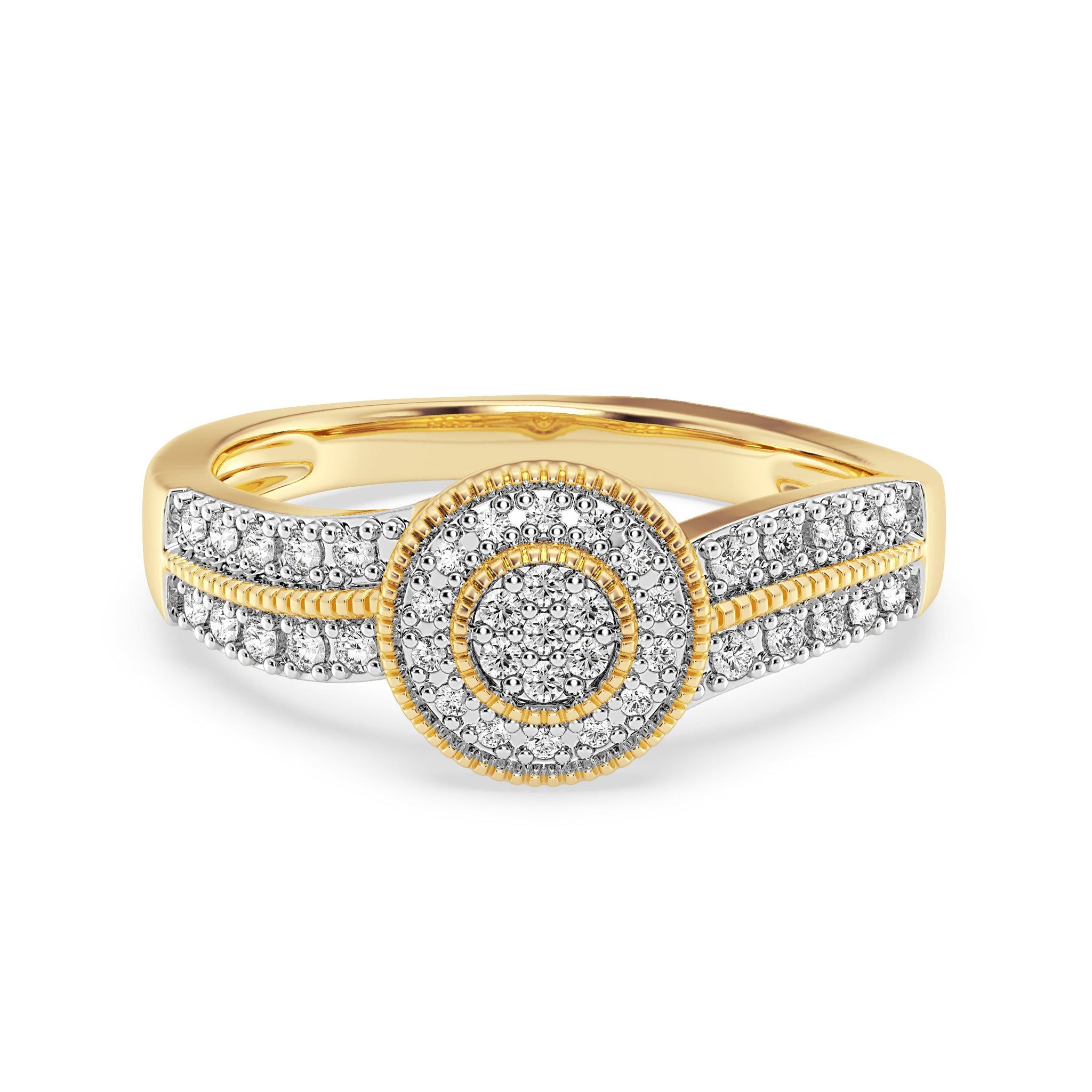 9ct Yellow Gold Ladies Diamond Cluster Engagement Ring 634JWR