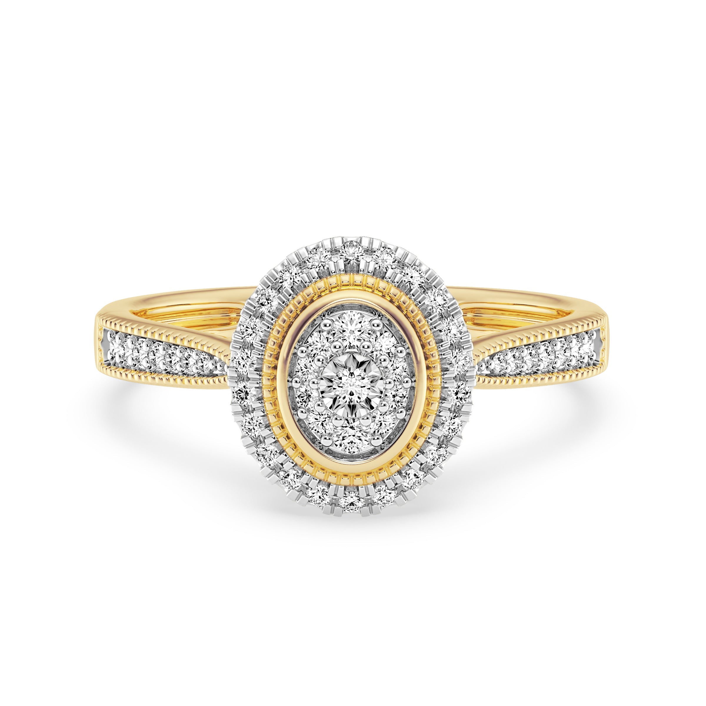 9ct Yellow Gold Ladies Diamond Cluster Engagement Ring - 616JWR - YG The_Diamond_box_South_Africa
