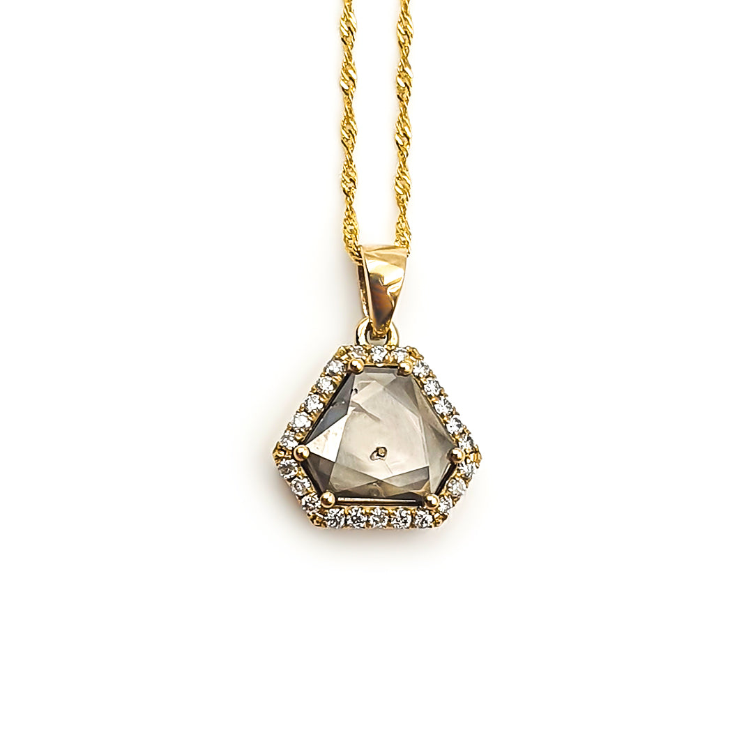 9ct Yellow Gold Ladies Diamond Slice Halo Pendant The_Diamond_box_South_Africa