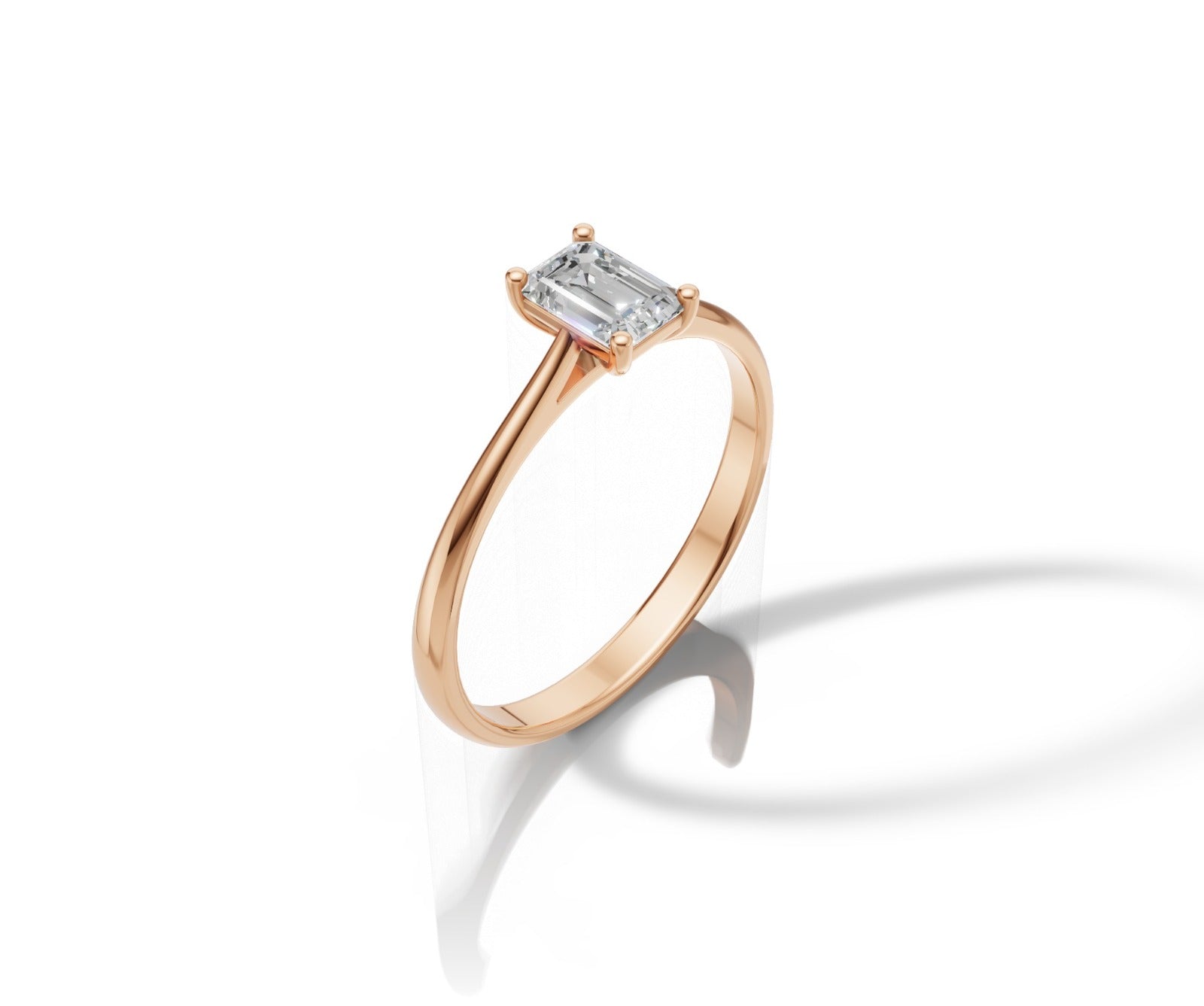 9ct Emerald Cut 1ct Lab Grown Diamond Engagement Ring