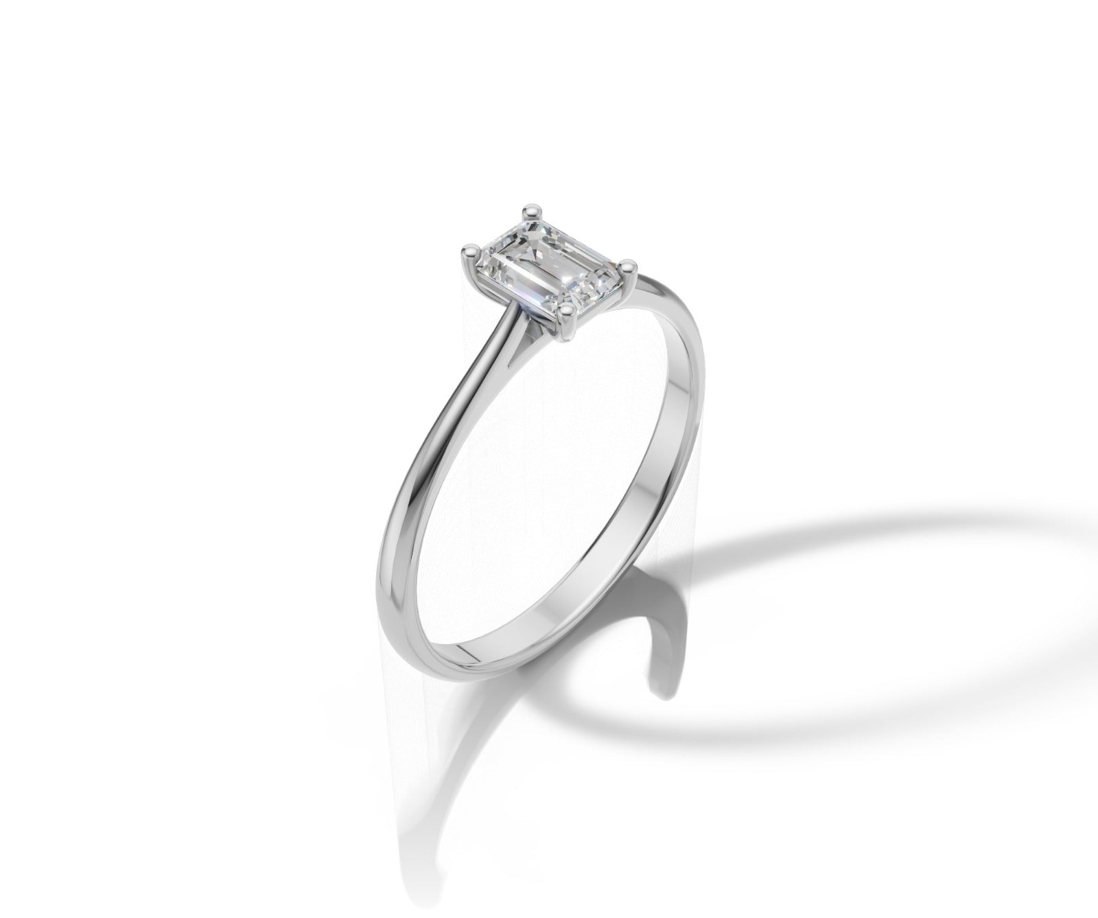 9ct Emerald Cut 1ct Lab Grown Diamond Engagement Ring