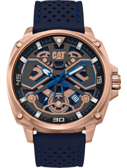 CAT Tokyo Men's Rose Gold and Blue Watch with Silicone Strap - AJ.191.21.126