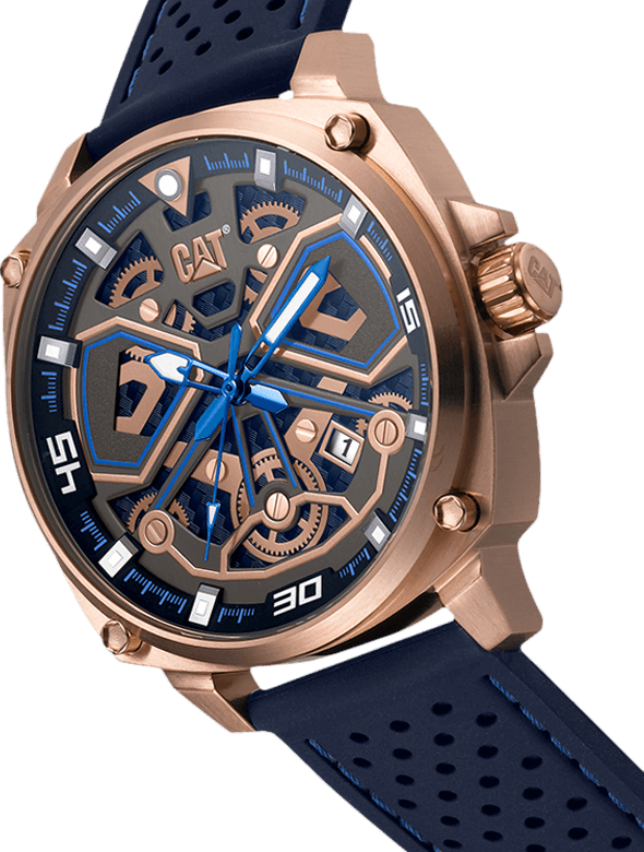CAT Tokyo Men's Rose Gold and Blue Watch with Silicone Strap - AJ.191.21.126