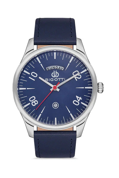 Bigotti Mens Day and Date Leather Strap Watch - BG.1.10172-3