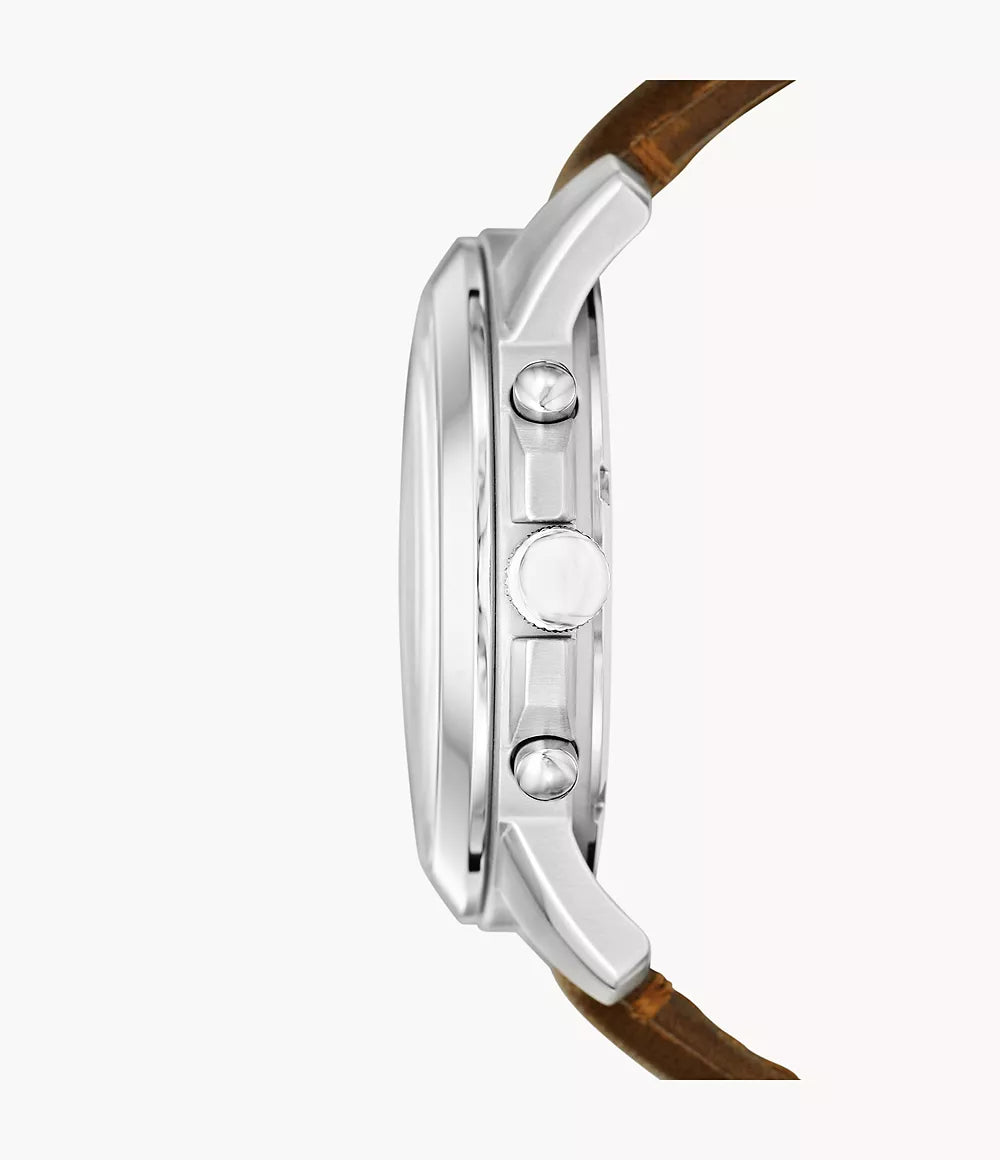Fossil Grant Men's Cream Dial Chronograph Watch with Brown Leather Strap - FS4735