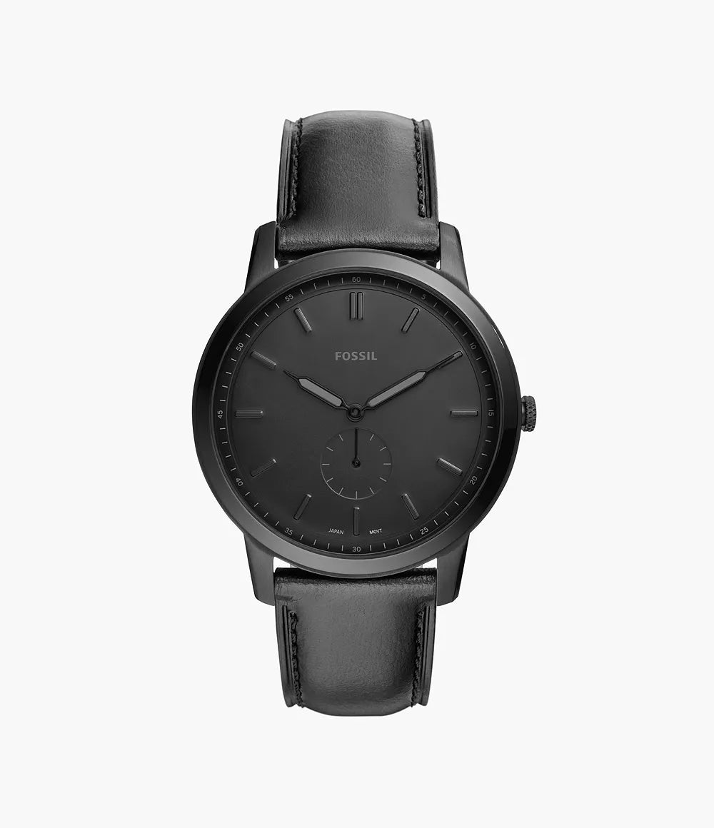 Fossil The Minimalist Black Dial Men's Leather Strap Watch - FS5447