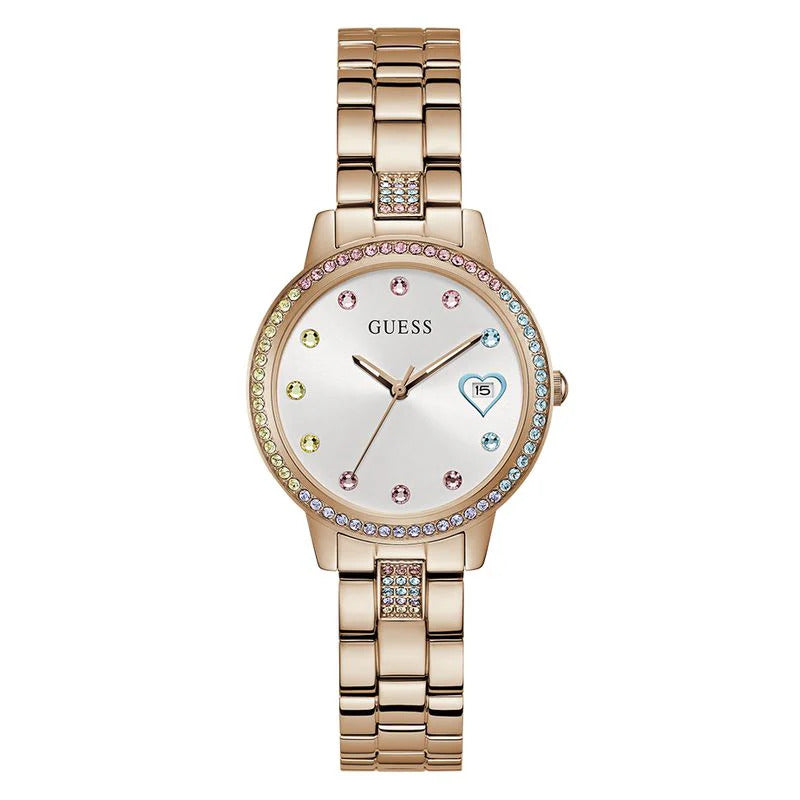 GUESS Ladies Rose Gold Tone Date Watch - GW0657L3