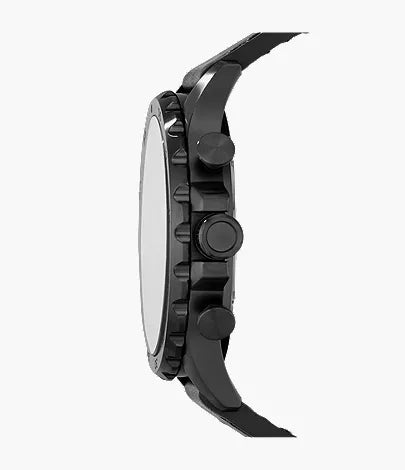 Fossil Nate Men's Black Chronograph Watch with Black Leather Strap - JR1354