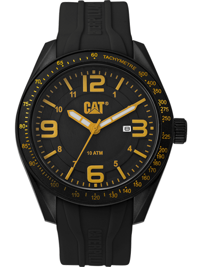 CAT Oceania Men's Black and Yellow Watch with Black Silicone Strap - LQ.161.21.137