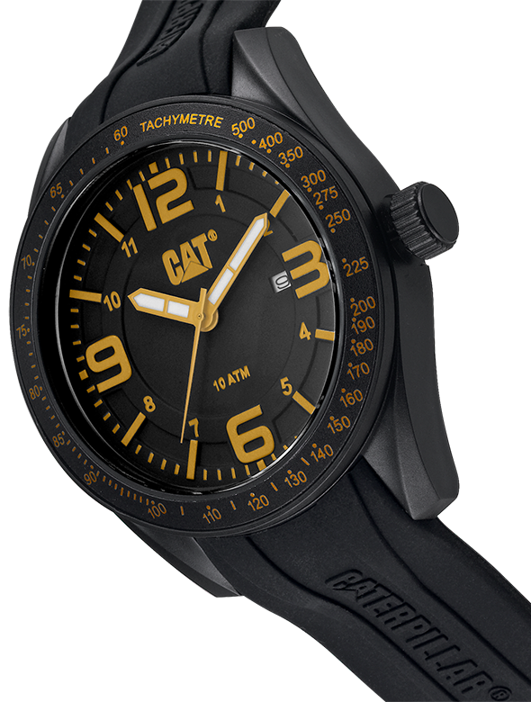 CAT Oceania Men's Black and Yellow Watch with Black Silicone Strap - LQ.161.21.137