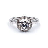 9ct White Gold Ladies 1,00ct Round Moissanite Halo Engagement Ring The_Diamond_box_South_Africa