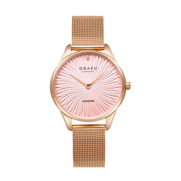 Obaku Smykke Rose Gold Pink Dial 32mm Watch - V297LXVPMV
