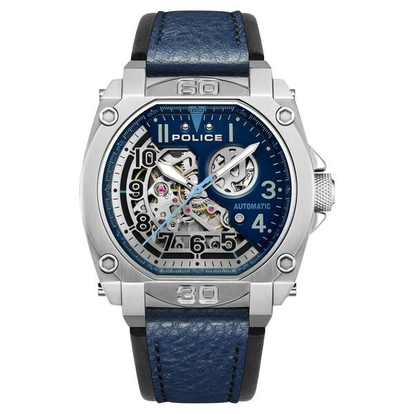 Police Automatic Blue Dial Blue Leather Strap Watch For Men - PEWGF0040001