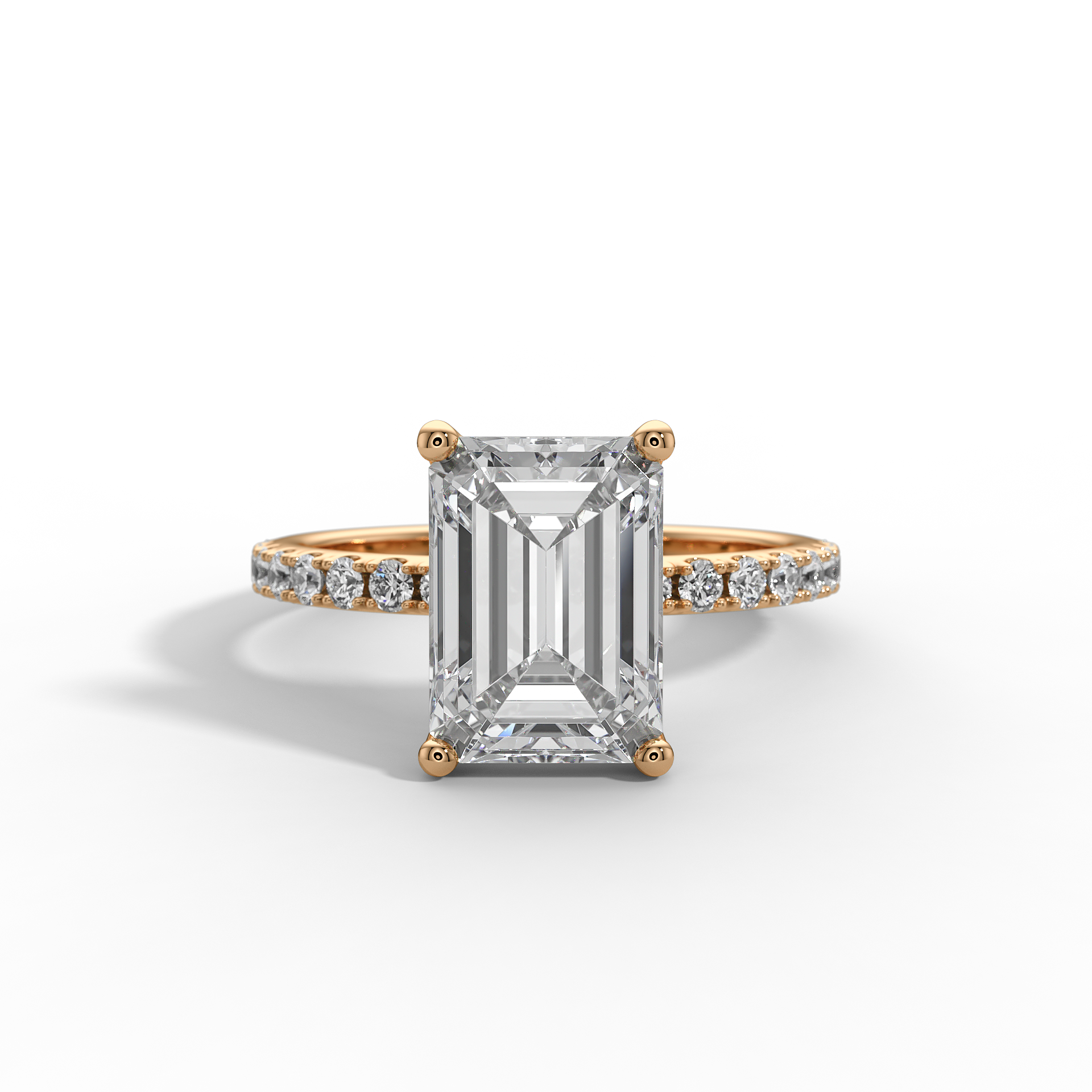 9ct White Gold Accented Lab Grown Diamond Engagement Ring - 2ct Emerald Cut