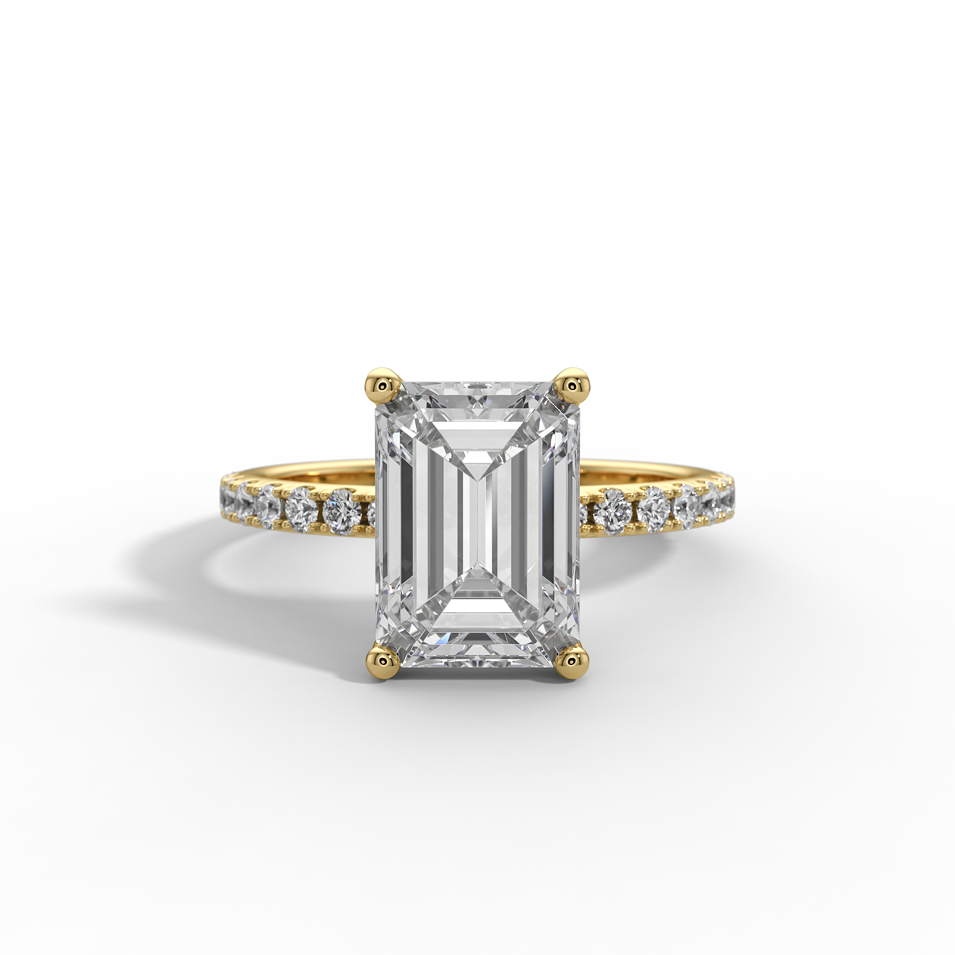 9ct White Gold Accented Lab Grown Diamond Engagement Ring - 2ct Emerald Cut