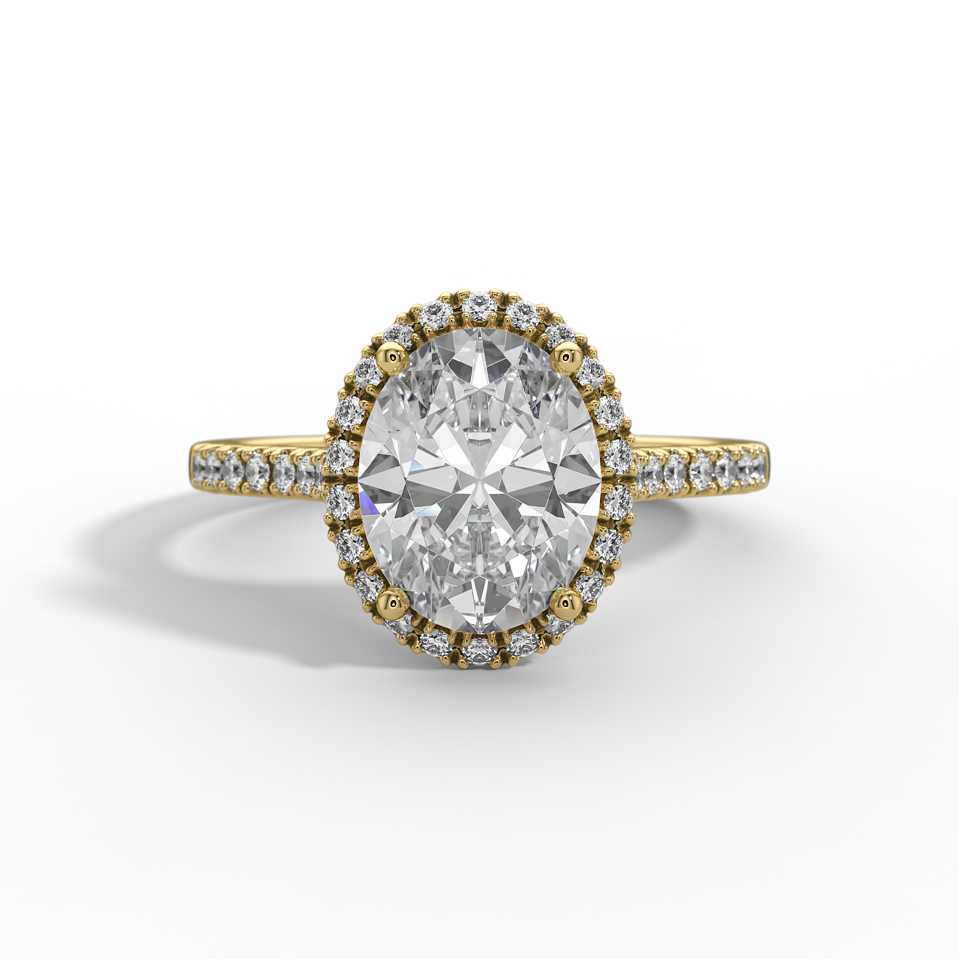 9ct White Gold Lab Grown Engagement Ring - 2ct Oval Halo