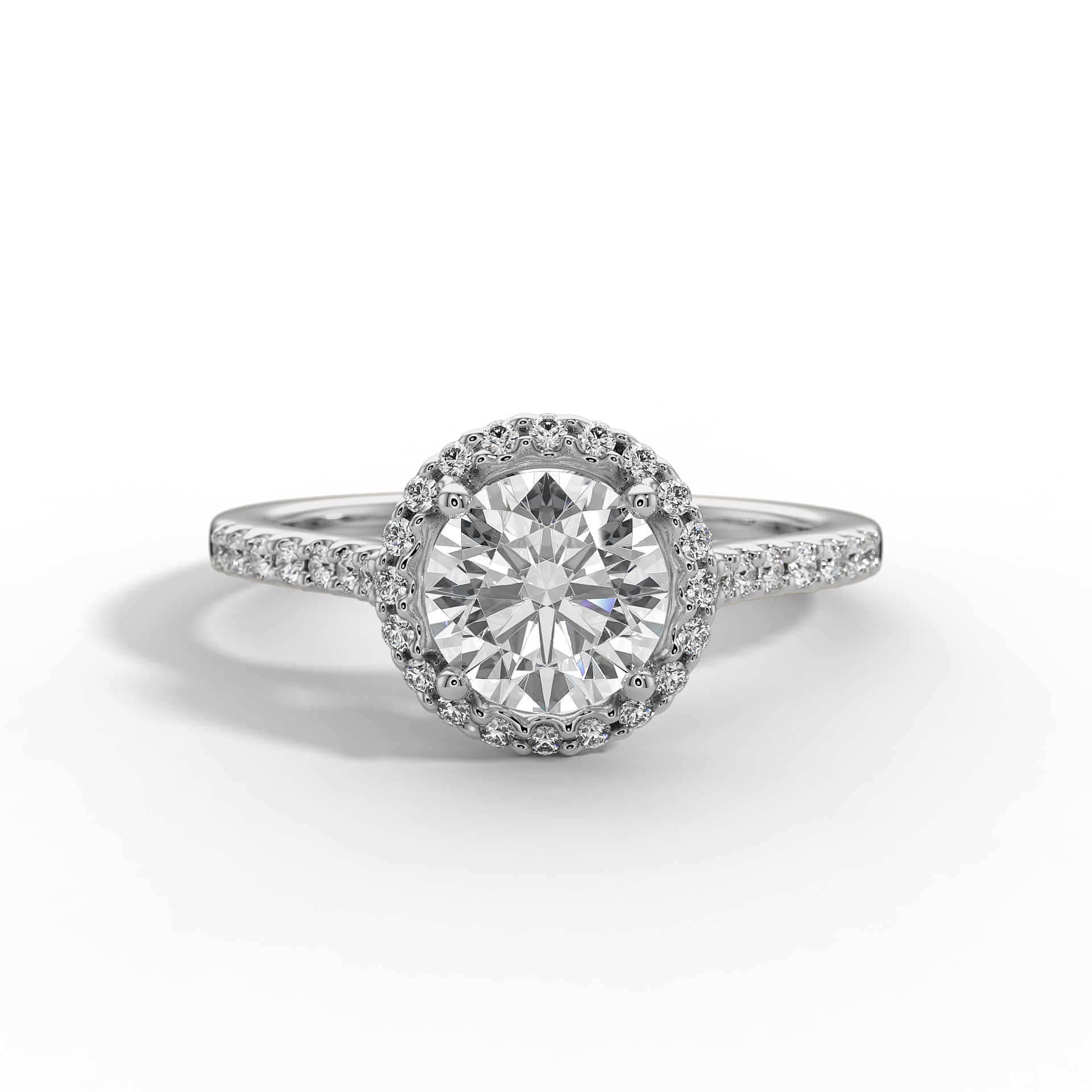 9ct White Gold Lab Grown Engagement Ring - Round Halo 1ct