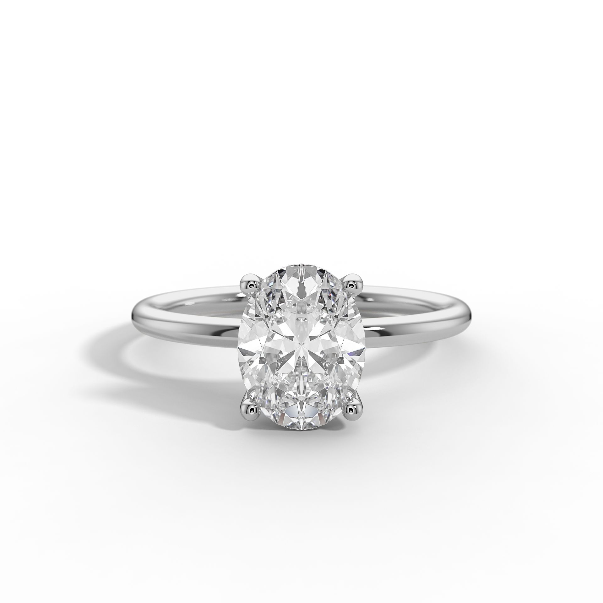 9ct White Gold Classic Solitaire Lab Grown Engagement Ring - 2ct Oval
