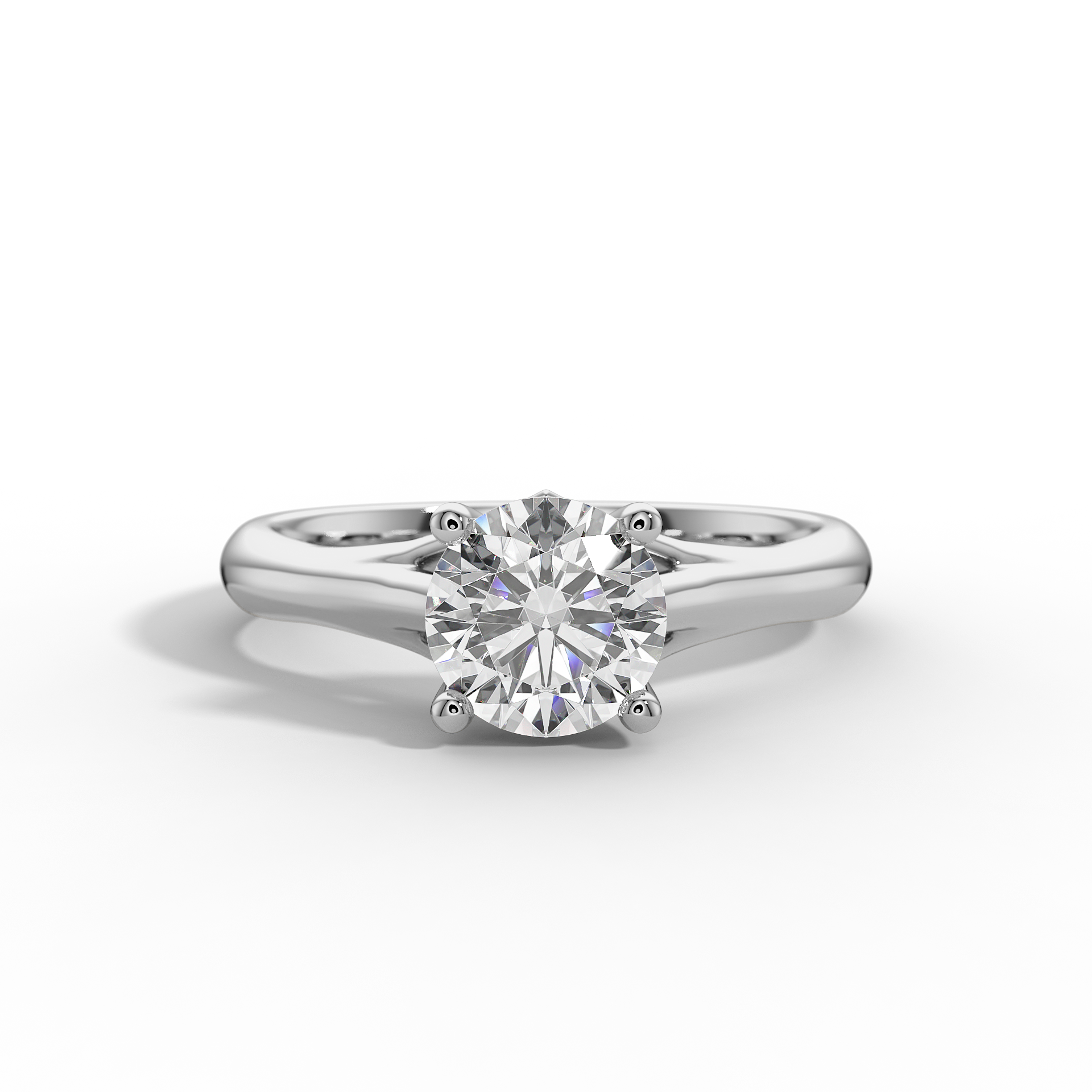 9ct White Gold Round Solitaire Lab Grown Engagement Ring - 1ct