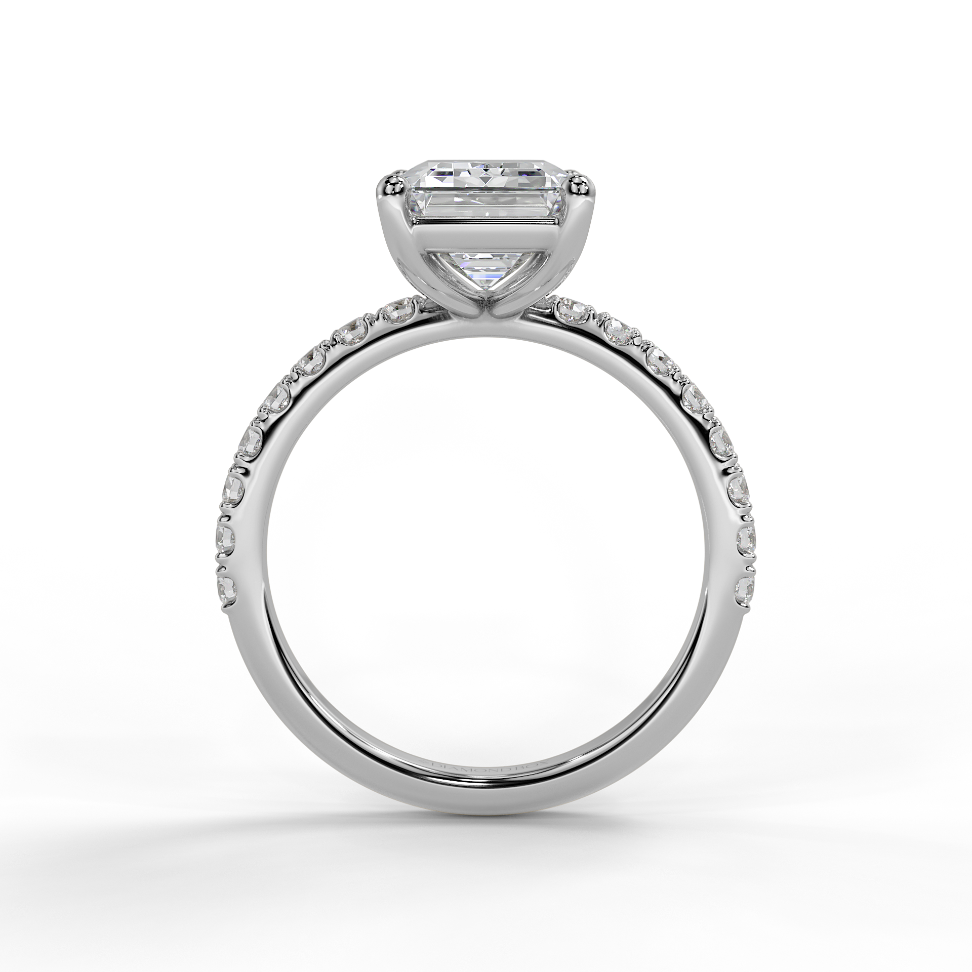 9ct White Gold Accented Lab Grown Diamond Engagement Ring - 2ct Emerald Cut