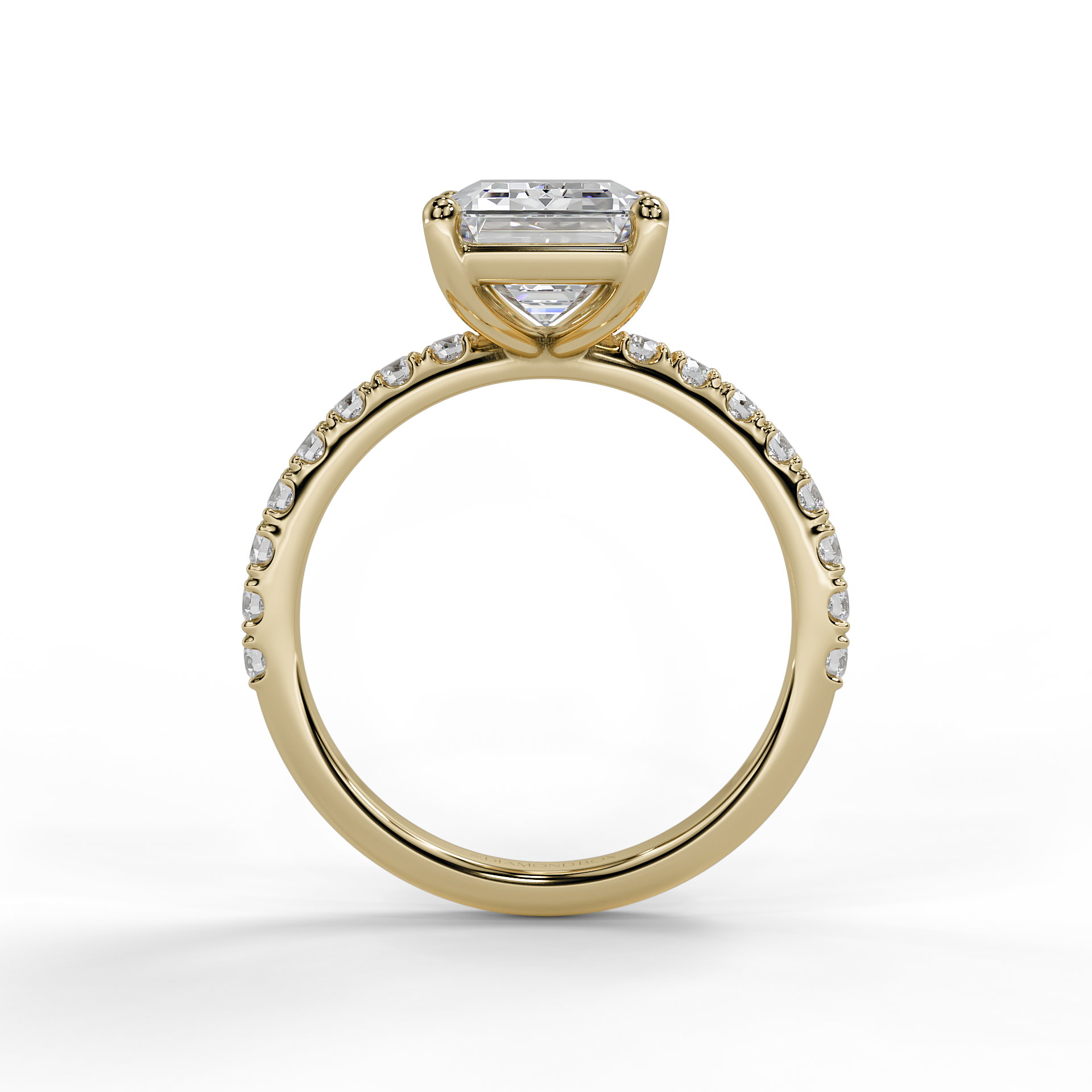 9ct White Gold Accented Lab Grown Diamond Engagement Ring - 2ct Emerald Cut