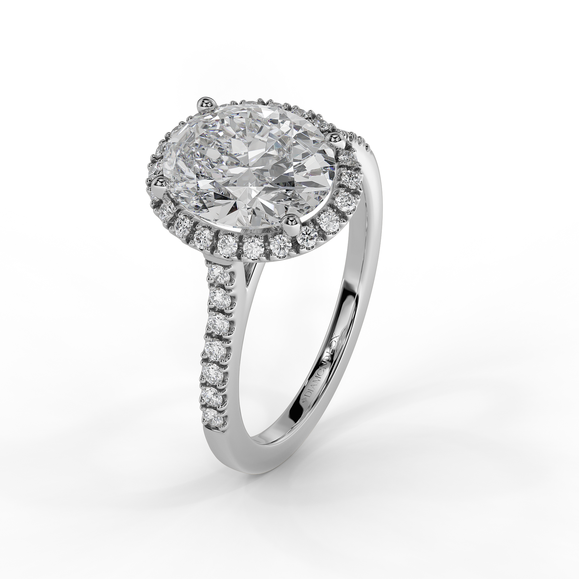 9ct White Gold Lab Grown Engagement Ring - 2ct Oval Halo