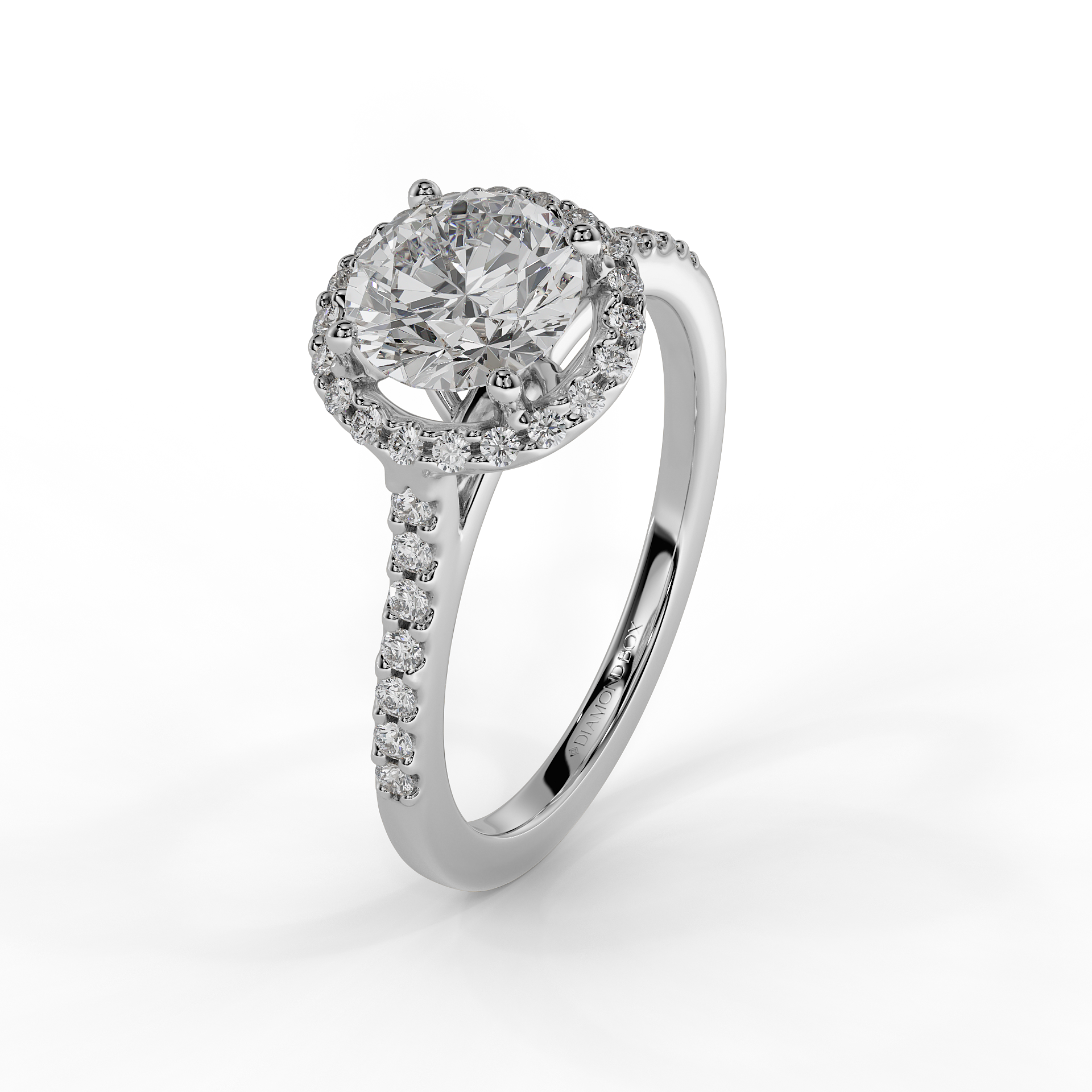 9ct White Gold Lab Grown Engagement Ring - Round Halo 1ct