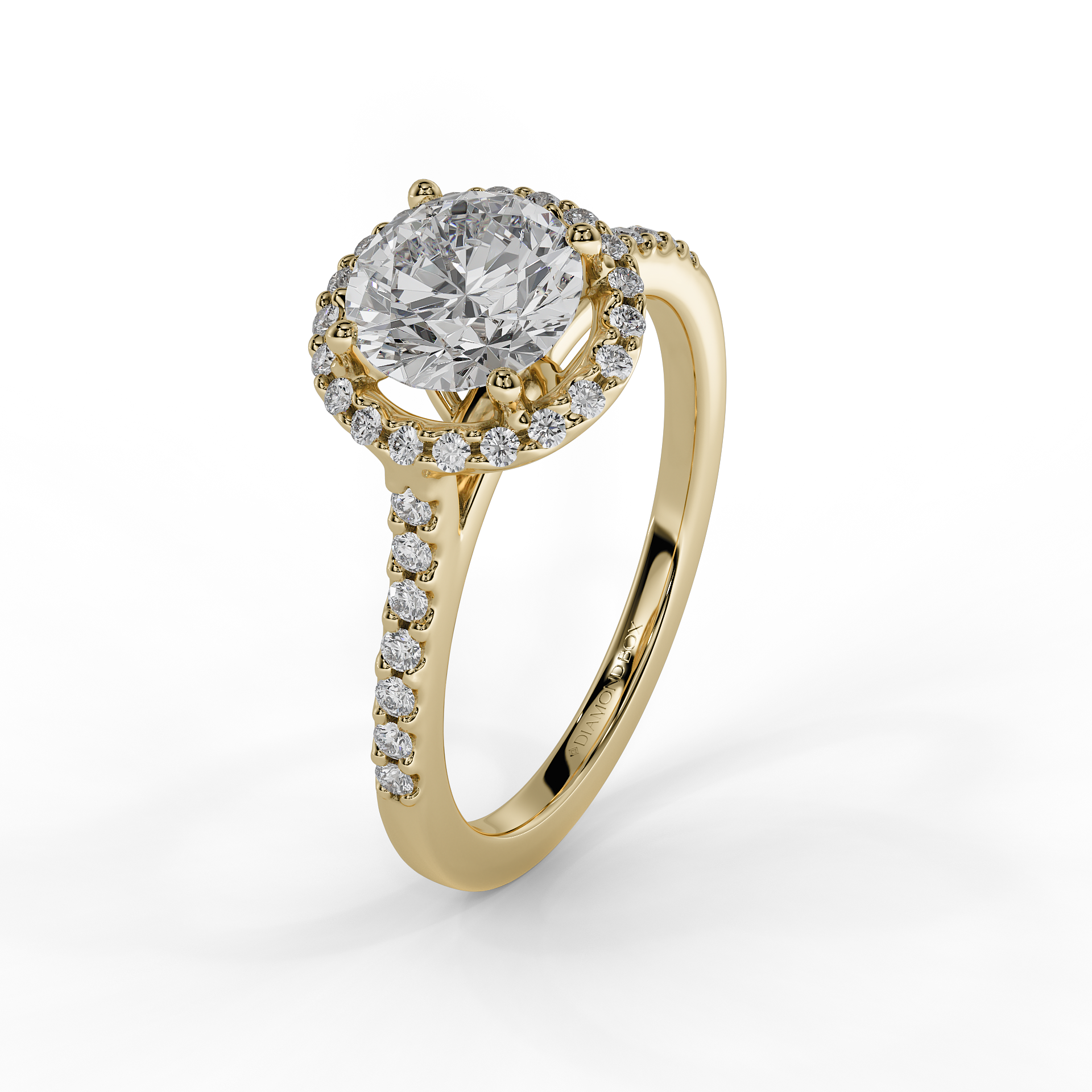 9ct White Gold Lab Grown Engagement Ring - Round Halo 1ct