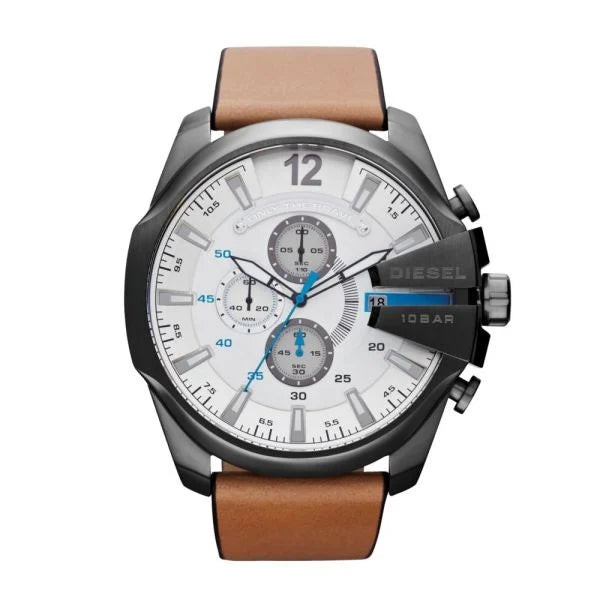 Diesel Men's Mega Chief Chronograph Brown Leather Watch - DZ4280