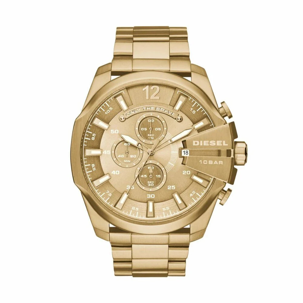 Diesel Men's Mega Chief Gold Round Stainless Steel Watch- DZ4360