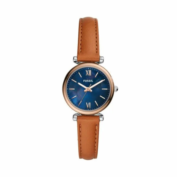 Fossil Women's Carlie Mini Silver Round Leather Watch - ES4701