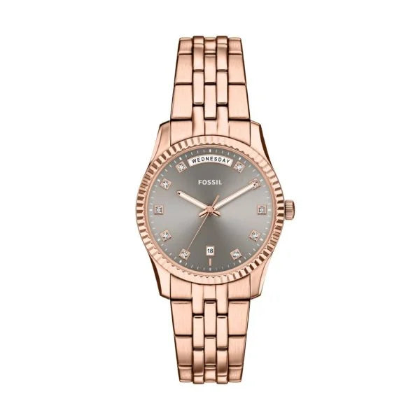 Fossil Women's Scarlette Three-Hand Day-Date Rose Gold-Tone Stainless Steel Watch - ES5459