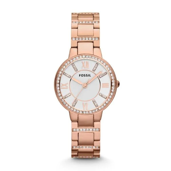 Fossil Women's Virginia Rose Gold Round Stainless Steel Watch - ES3284