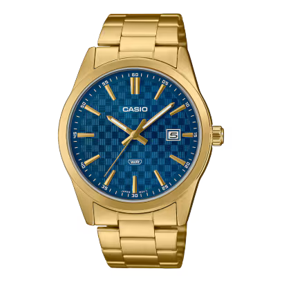Casio Quartz Blue Dial Gold-Tone Watch - MTP-VD03G-2AUDF