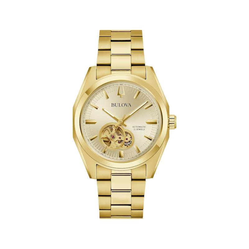 Bulova Surveyor Auto Gold-tone Dial Open Heart Men`s Watch - 97A182 The_Diamond_box_South_Africa